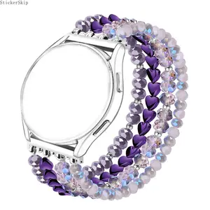 2026 Handmade Beaded Samsung Galaxy Watch Band – Natural Stone Elastic Bracelet Strap for Women, Fashion Jewelry Watch Band Fits Galaxy Watch 8/8 Classic20-22mm