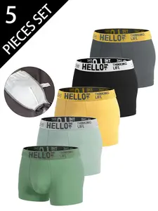 【5-pack 】 Men's Underwear Boxer Men's Underwear Athletic Sportswear Moisture wicking Breathable Quick drying Flat Pants Suitable for Daily Sports Wear