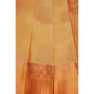 Pure Handloom Silk Saree with Copper Zari Border & Stitched Blouse
