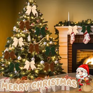 DIY Fabric Christmas Bow Decoration, Handmade Holiday Decorative Bow for Tree Garland, Festive Craft Project Supplies
