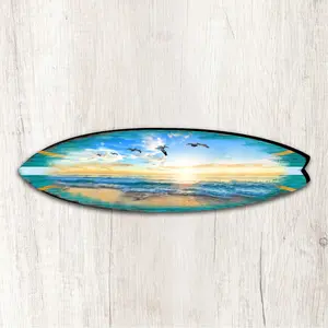 Designocracy 8490103MS 20 x 5.5 in. Sunset Surfboard Coastal Outdoor Decor Large Ornaments