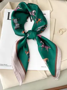 Women's Elegant Horse Pattern Square Neck Scarf, Fashionable Soft Comfortable Scarf for Daily Wear, Casual Versatile Scarf for Women As Gift