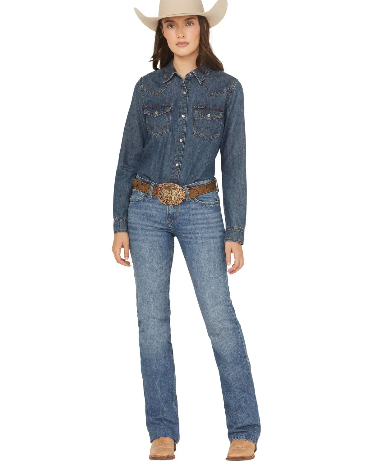 Wrangler Women's Retro Women'S Khloe Dark Wash Mid Rise Mae Bootcut Stretch - 112364568