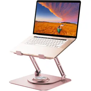 Laptop Stand for Desk, Adjustable Computer Stand with 360° Rotating Base, Ergonomic Laptop Riser for Collaborative Work, Foldable & Portable Laptop Stand, fits for All 10-17" Laptops