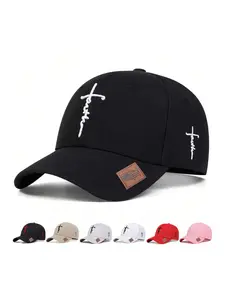 Unisex Adjustable Baseball Cap with Cross Design, Outdoor Sun Protection Hat for Spring and Fall, Casual Style for Travel and Beach