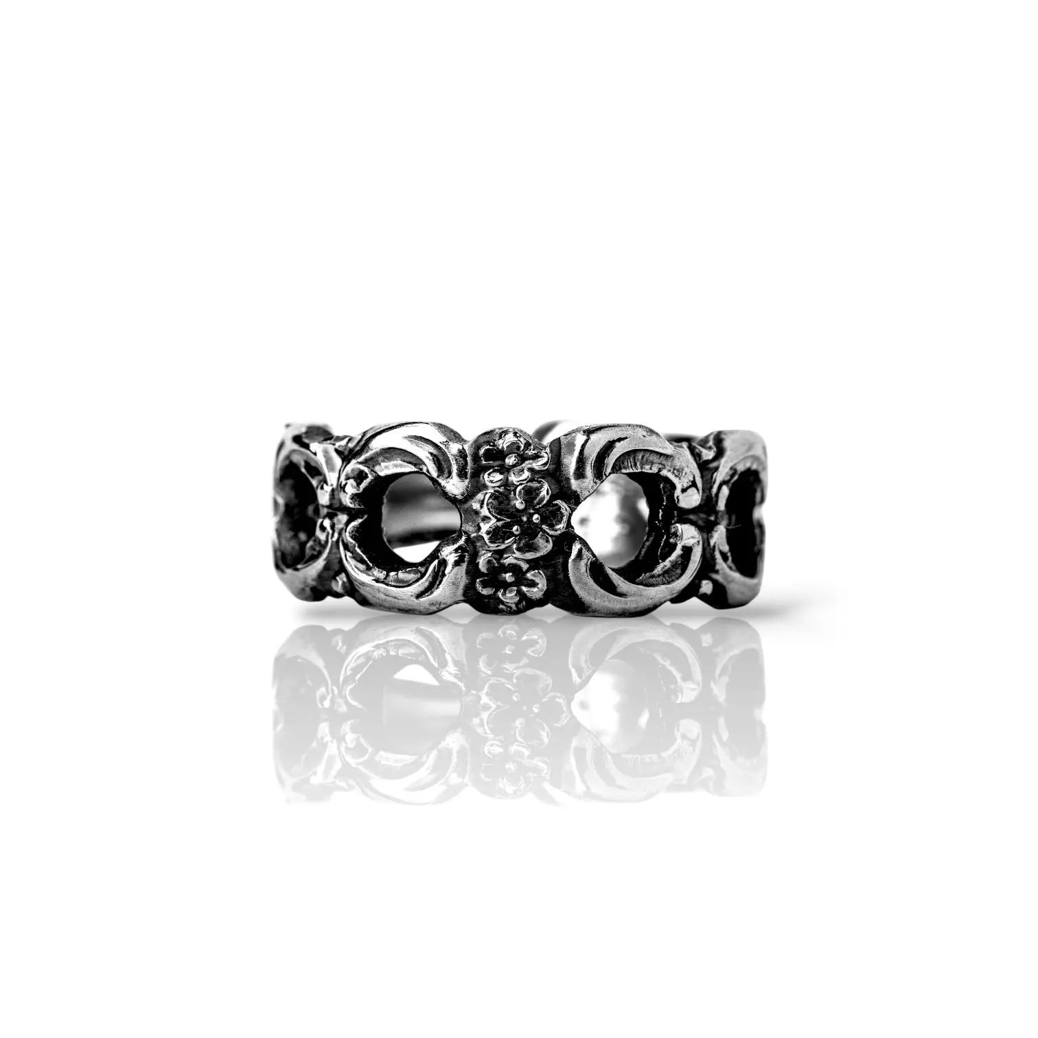 Flora Link - Handcrafted Stainless Steel Floral Spoon Ring