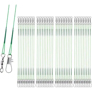 40 count Anti-Bite Wire Leaders - Multi-Strand Stainless Steel Fishing Leader Line with Swivel Snap for Lures  Rigs Hooks Pike Bass 8in 10in 12in