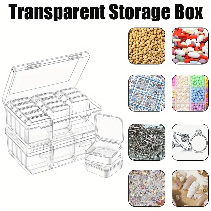 Small Bead Storage Containers, 30 Pcs Mini Clear Plastic Organizer Boxes with Hinged Lids for Organizing Craft and Jewelry Making Supplies