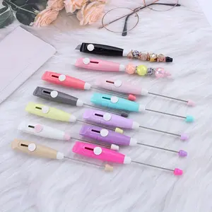 DIY Beadable Utility Knife, 6pcs/12pcs Portable Craft Cutter with Push Button, Ideal for Beadable Items and Office Supplies Pastel Color Multifunctional Stationery