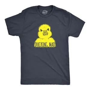 Mens Ducking Mad T Shirt Funny Angry Yellow Duck Tee for Guys Mens Funny T Shirts Cool Vintage Fashion T-Shirt Gift Classic Menswear Funny Animal Short Sleeve Novelty Tees for Guys Navy -