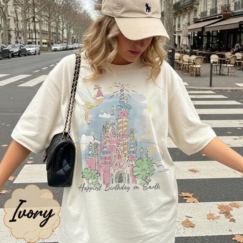 Happiest Birthday on Earth Castle Shirt, WDW Tinkerbell Birthday Girl Tee, Birthday Matching Trip 2026