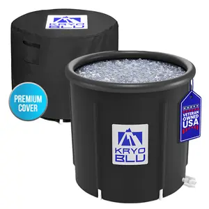 KRYO BLU Large Freestanding Ice Bath Tub with Premium Heavy-Duty 600D Cover for Fast Muscle Recovery