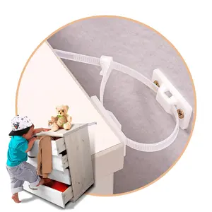 12 Pairs Adjustable Baby Proofing Furniture Anchors Anti Tip Child Safety Cabinet Straps Anchoring Kit to Secure Furniture to Wall for Shelf Dresser Protect Toddler Kid Pet