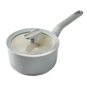BergHOFF Balance Nonstick Ceramic Saucepan 7", 2.1qt. With Glass Lid, Recycled Aluminum, Moonmist