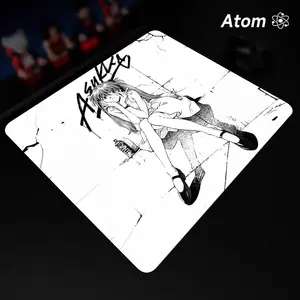ATOM Mouse Pad  Anime Character Tempered Glass Mouse Pad, Laser Engraved Photovoltaic Glass, Super Slip Surface, Non-slip Honeycomb Base FPS Gaming Mouse Pad