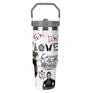 1pc 30oz Stainless Steel Tumbler, Supernatural Fan Art Design, Perfect for Travel, Sports, Coffee Lovers, Great Gift Idea