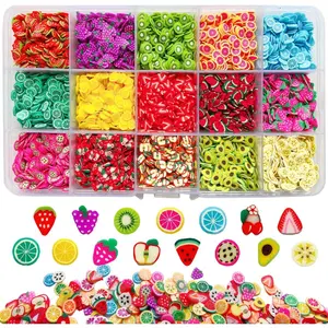 9000Pcs 15 Styles Fruit Nail Art Slices DIY 3D Polymer Clay Slices for Nail Art Making