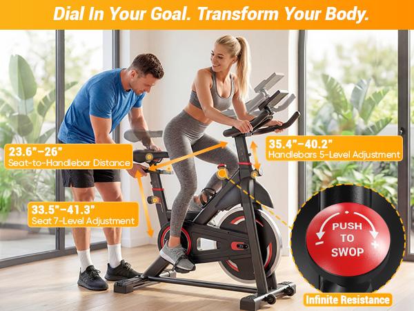 Exercise Bike with APP Control, Brake Pad Stationary Bikes with Quiet Magnetic Resistance, Indoor Cycling Spin Workout Bike with 300.0 lbs Weight Capacity for Living Room, Home, Gym, Orange