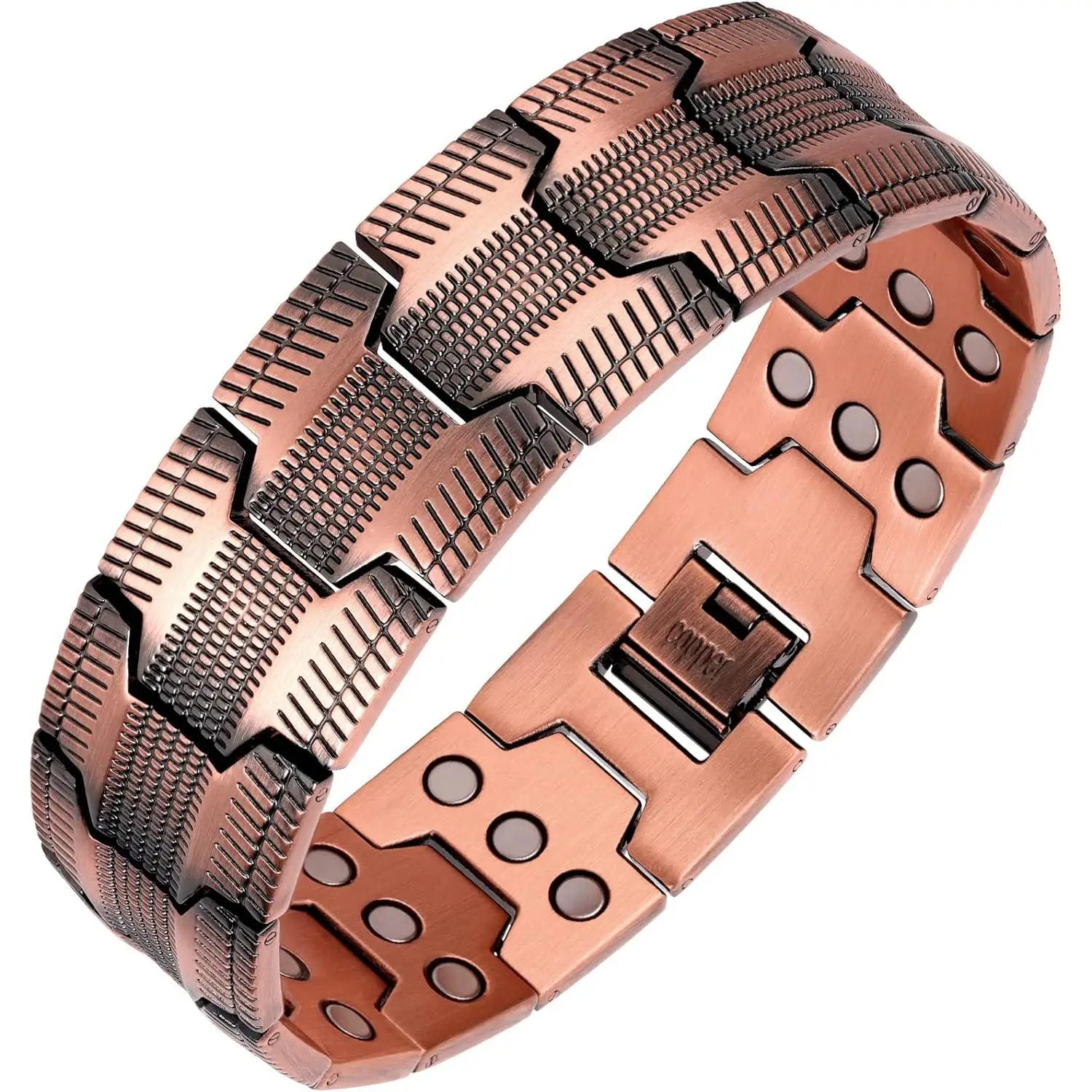 Feraco Copper Bracelet for Men, 3X Ultra Strength Magnetic Bracelets, 99.99% Pure Copper with 3500 Gauss Neodymium Magnets, Adjustable
