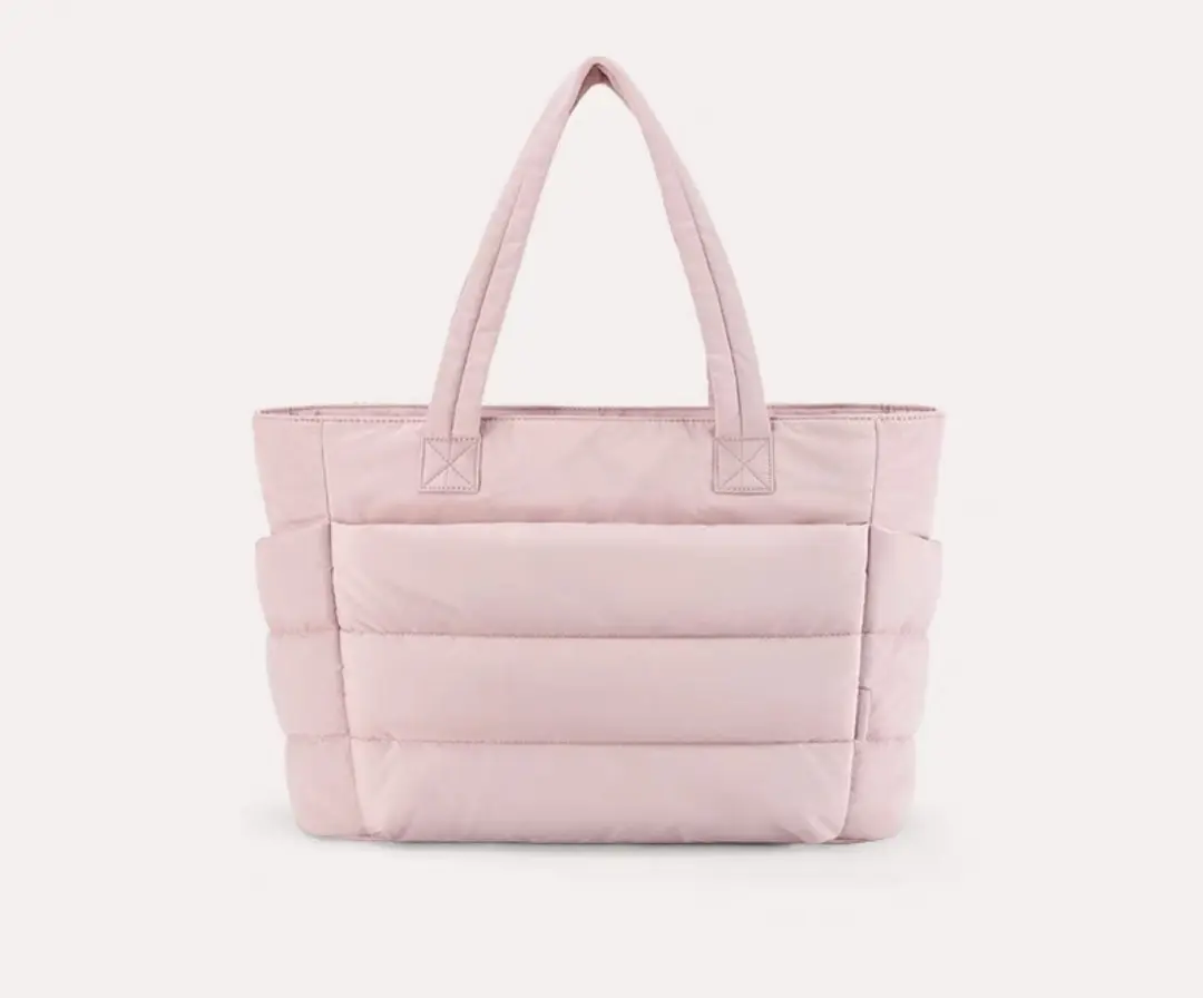 Kabakoo Chic Puffer Laptop Tote - 20L Quilted Bubble Bag, Double Handles, Lightweight, 14" Laptop Compatible, Multiple Compartments, Zippered Closure, Work & Travel Carryall, Basic, Plain, Soft Fabric, Multi-Pockets, Side Pockets For Quick Grabs, Lightwei
