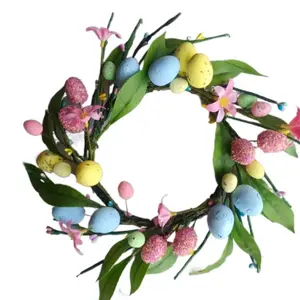 Easter Egg Wreath, Simulated Easter Egg Wreath, Artificial Decorative Wreath for Home Party Festival, Home Decor Supplies, Ornaments, Party Decoration