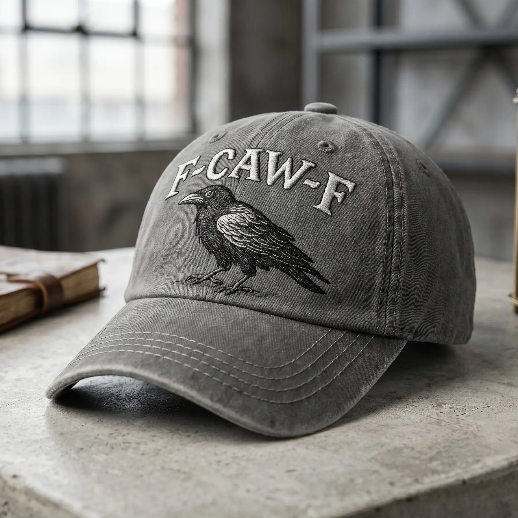 Retro Washed Basic Baseball Cap - Crow Emblem Breathable Cotton Dad Hat for Men & Women, Adjustable Outdoor Wear Sports & Outdoor Headwear