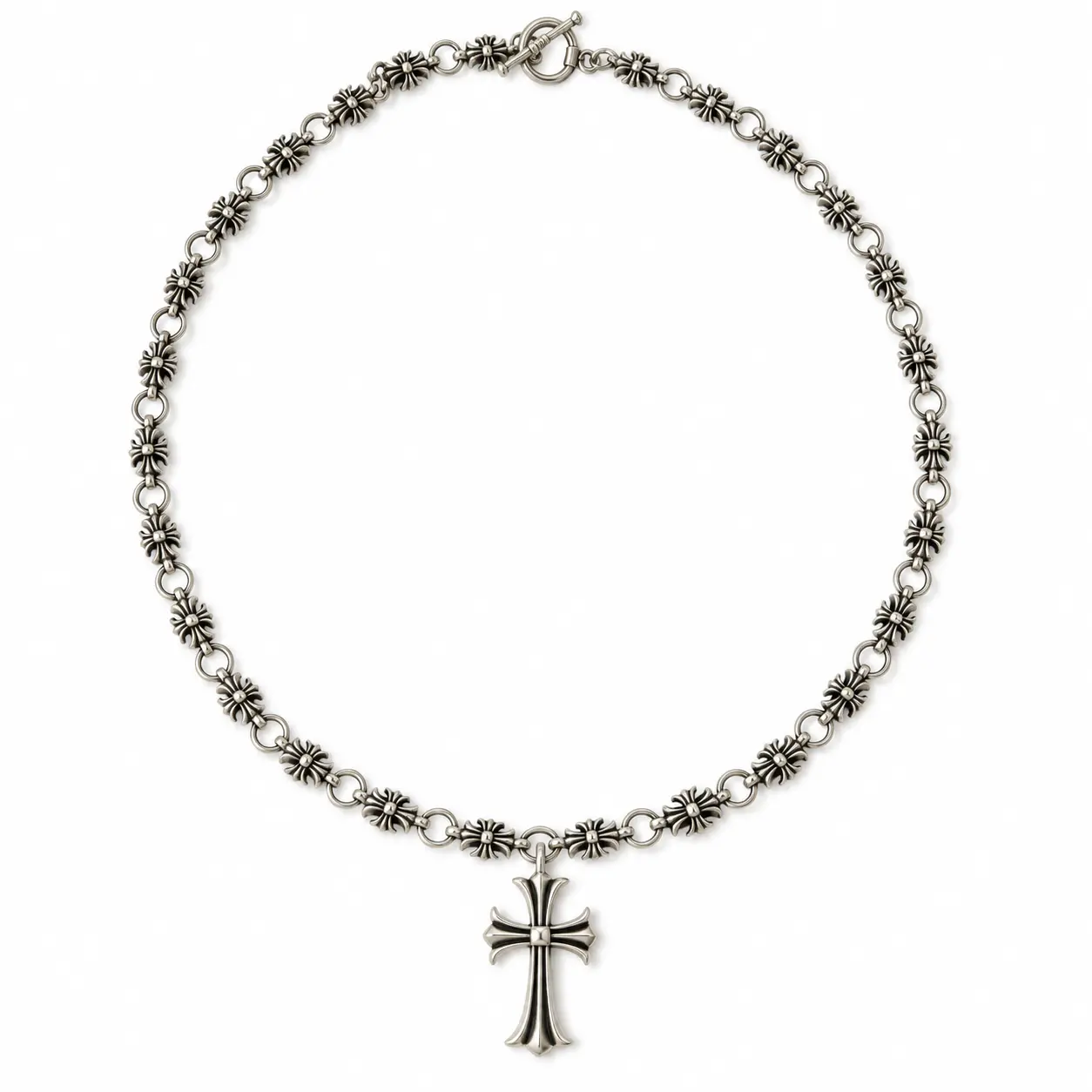 September Laurel  Vintage Cross Pendant Necklace for Men & Women, Stainless Steel Chain, Y2K Gothic Religious Jewelry, Trendy Unisex Gift
