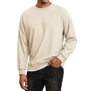 Men's Crewneck Sweatshirts Oversized Waffle Knit Texture Patchwork Long Sleeve Casual Lightweight Pullover Shirt
