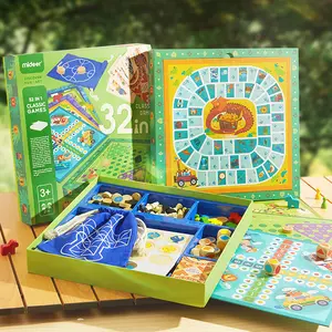 MiDeer 32-in-1 Classic Board Game Set for Kids, Includes Snakes & Ladders, Treasure Hunter, Animal Checker & More, Educational Strategy Games for 2+ Players, Family & Party Game for Ages 4+
