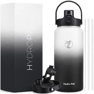 HydroPal 40oz Water Bottle with 2-in-1 Chug/Straw Lid, Half Gallon Insulated, Double Walled Vacuum Stainless Steel Water Jug
