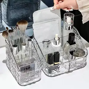 Transparent Acrylic Cosmetic Storage Box, Desktop Trapezoidal Compartment Skincare Organizer, Simple Design Makeup Container, Makeup Tool Organizer, Makeup Tray