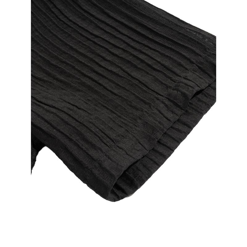 ZF - Textured Short Sleeve Button-Up Shirt - Black