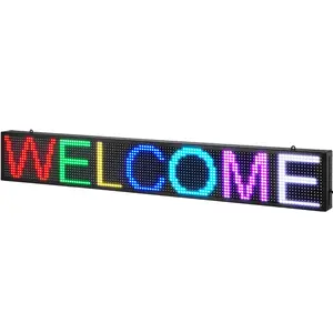 VEVOR LED Message Board, P10 Full Color Scrolling Display, Customizable Text and Animation via WIFI or USB, Ideal for Retail, Parties, and Bars, 52"x8"