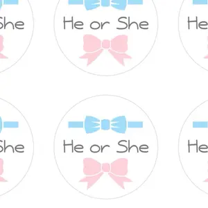 He or She Cupcake Toppers EDIBLE topper Gender Reveal party. Decorate cookies, cupcakes and more! Bows or Bow ties.