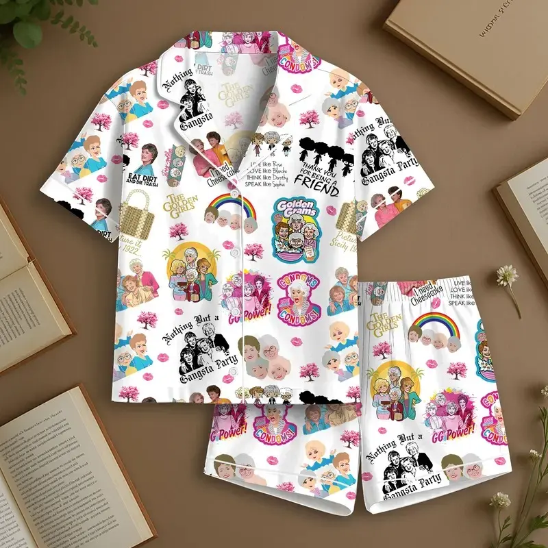 Golden Girl Satin Pajamas Set, Stay Golden Women Pajamas, 80s Tv Sitcom Shorts Pajamas,Funny Retro Sleepwear, Shady Pines PJs, Best Friend Gift, Birthday Pajama Set, The Golden Girls Fan Shirt, Movie Lover Gifts