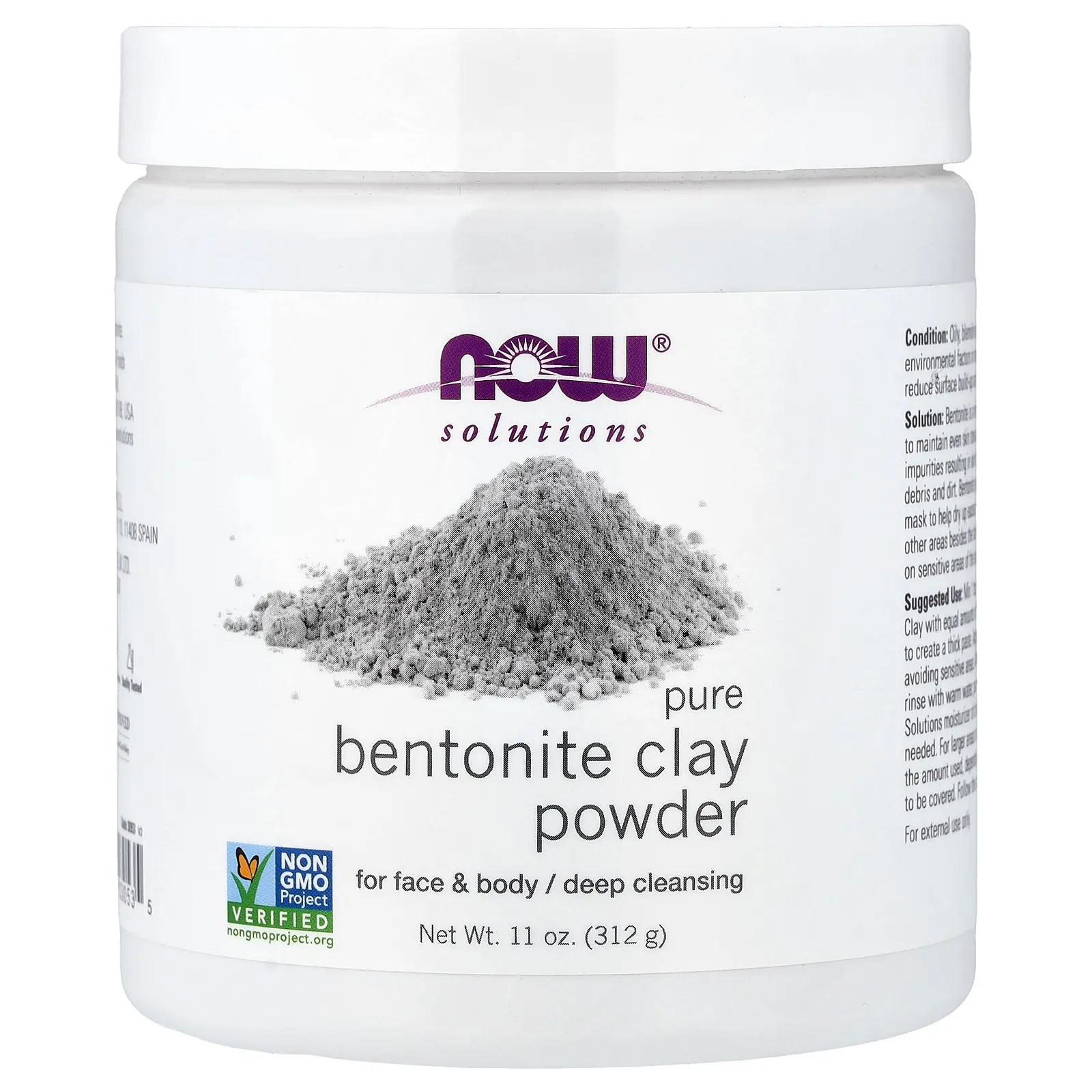 NOW Foods Solutions, Pure Bentonite Clay Powder, 11 oz (312 g)