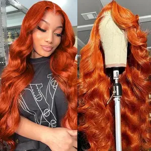 Ginger Lace Front Wigs Human Hair 13x6 HD Transparent Ginger Orange Body Wave Human Hair Lace Front Wigs for Women 180 Density Lace Frontal Wig