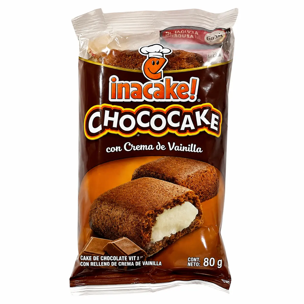 Inacake Relleno de Vainilla o Chococake con Crema de Vainilla 100g Vanilla Filled Cake or Chococake