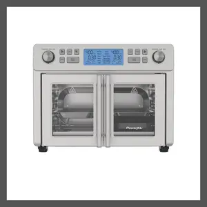 PowerXL SmartSynx 1750W Duplex French Door Toaster Oven and Air Fryer: Stainless Steel Countertop, 25L Capacity
