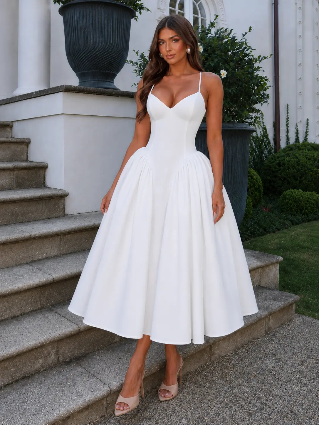 [New] Azazie L'Amour Sweetheart Spaghetti Strap Basque Waist Full Skirt Maxi Dress for Bridal Shower Engagement Party Wedding Reception