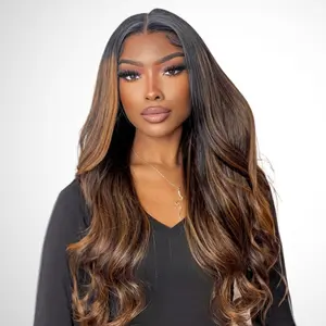 UNice 7x5 Glueless Pre-cut HD Lace Frontal Balayage Highlight Body Wave Glueless Wig 100% Human Hair Beginner Friendly