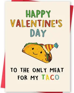 Taco Valentines Day Card for Him Her, Naughty Valentine's Day Gift for Husband Wife, Romantic Boyfriend Girlfriend Vday Card, To The Only Meat for My Taco