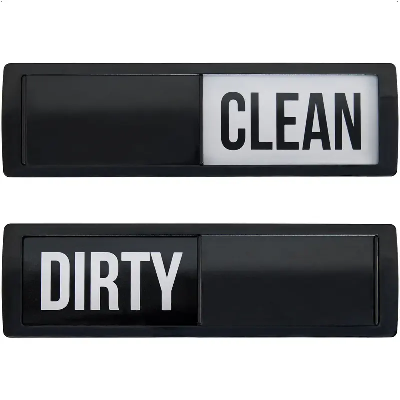 GORILLA GRIP Strong Dishwasher Magnet Clean Dirty Sign, Large Letters for Easy Read, Optional Adhesive Sticker for Non-Magnet Surfaces, Non-Scratch Sliding Dish Washer Magnets