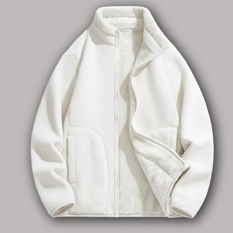 【JOGWAVE】Women’s loose, close-fitting fleece zip jacket, casual warm stand-collar outerwear with deep pockets, suitable for autumn and winter