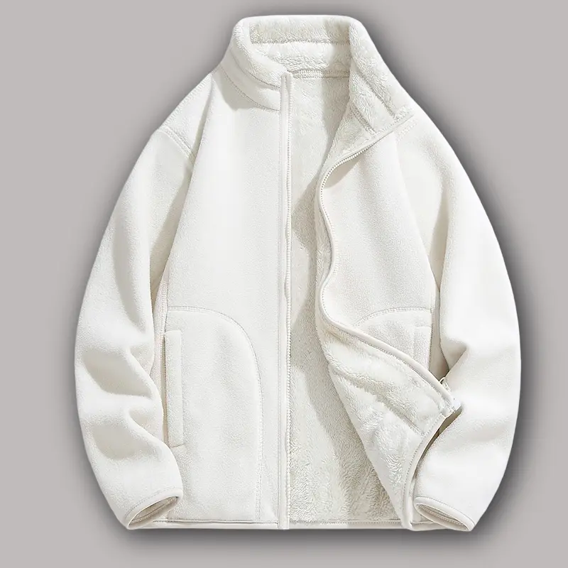 【JOGWAVE】Women's Loose Fleece Zip Jacket - Long Sleeve Casual Warm Stand-Collar Coats with Deep Pockets, Tops for Women Suitable for Autumn and Winter