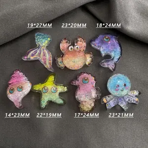 Ocean Crab Dolphin Cartoon High-End Ab Glue Accessories, Cute Resin Stickers for DIY Crafts, Phone Case Hair Clips Shoe Charms Gifts