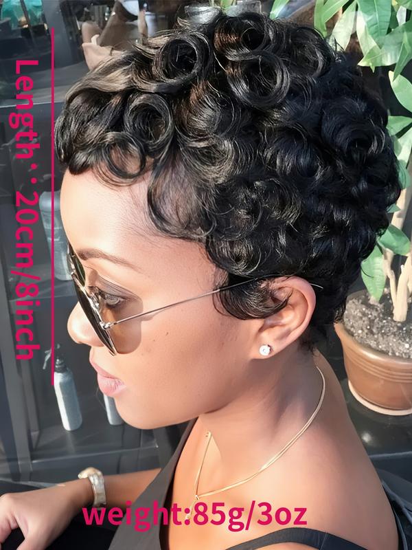 Curly Pixie Cut Wig Short Bob Wig for Women 100% Human Hair Wig 99J 4# Natural Color Finger Wave Full Machine Made Wig Pixie Wigs Wavy Wigs Curly Pixie Cut Wig Short Bob Wig for Women 100% Human Hair Wig 99J 4# Natural Color Finger Wave Full Machine Made Wig Pixie Wigs Wavy Wigs