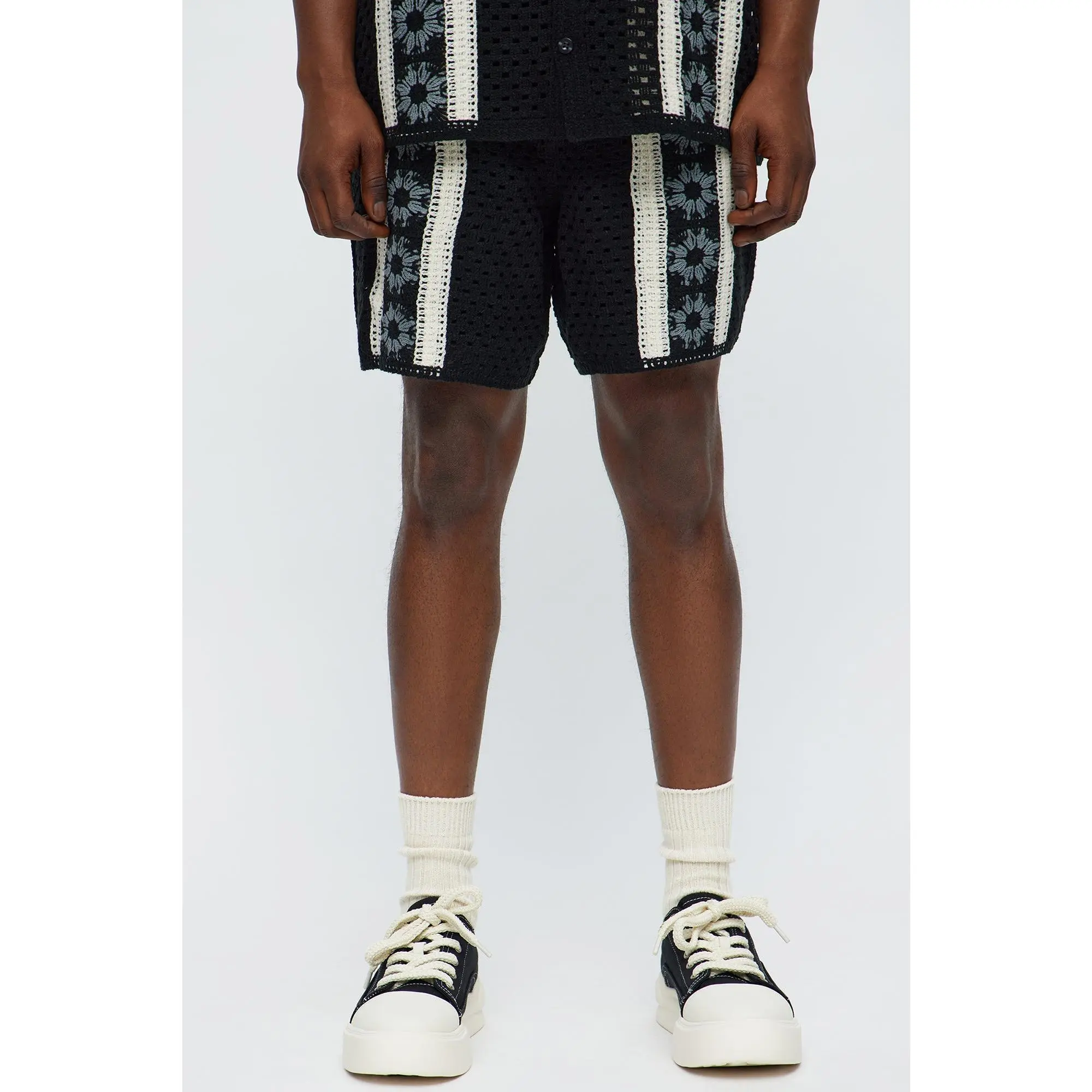 Crochet Panel Short - Black/combo