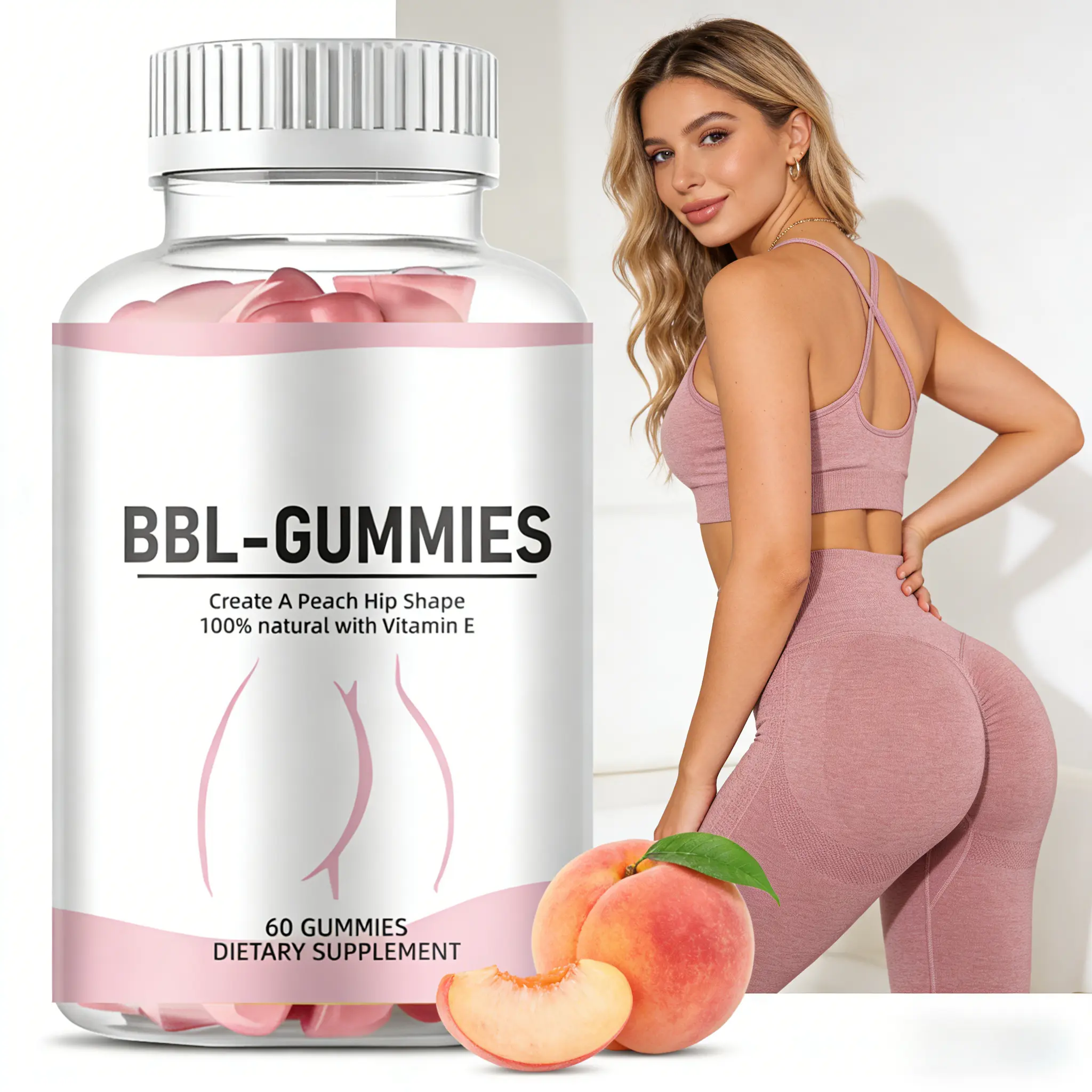 Peeshlita CORE Women's Chewable Natural Supplement Dietary Gummies - 60-Count Peach Flavor, Vitamin E-Infused, 24 Months Shelf Life, for Fitness & Daily Wellness Energy Support
