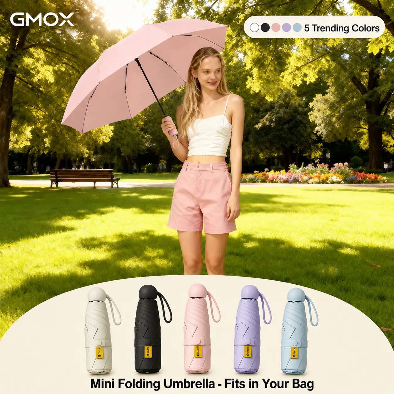2-Pack Capsule Pocket Umbrellas, Super Mini UPF50+ UV Protection Folding Umbrellas with Compact Case, Lightweight Sun & Rain Travel Umbrellas for Purse, School, Commute & Daily Use, Black